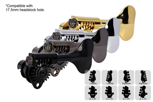 GOTOH GBU510M-12 Compact Open Gear Bass Tuner Molded Key - Preconfigured Set