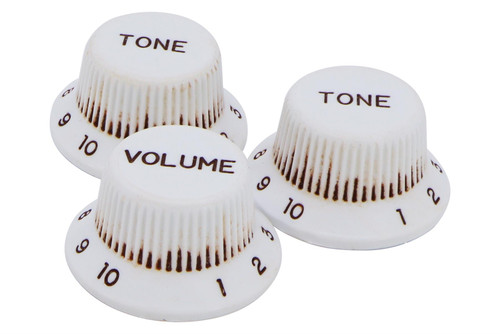 Hosco Relic 50's Strat knob set - White