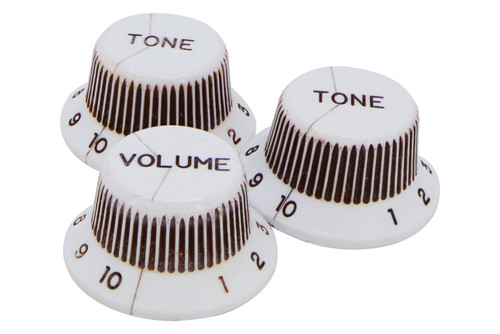 Hosco Heavy Relic 50's Strat knob set - White