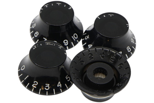 Bell Hat Knobs Black w/ embossed numbers, recessed bottom - Universal