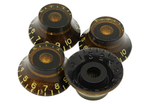 Bell Hat Knobs Oxidized Gold w/ embossed numbers, recessed bottom - Universal