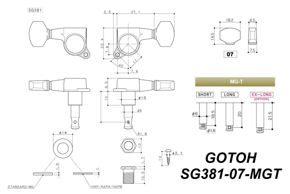 NEW Gotoh SG381-07 L6 Set 6 in line Tuners w/ screws Right NEW Gotoh SG381-07 L6 Set 6 in line Tuners w/ screws Right