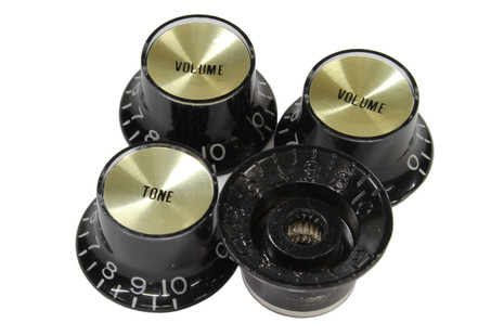 Bell Hat Gold Knob With Silver Insert – 4-Pack For Gibson Guitar Metric Pots