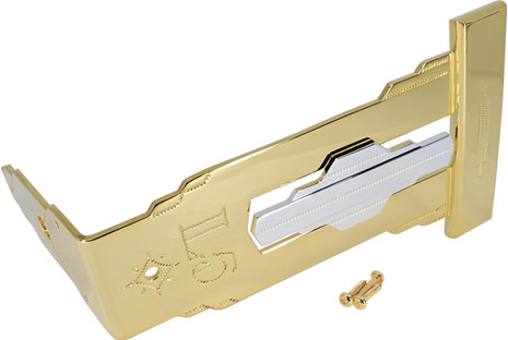 Gibson L-5 Engraved Tailpiece in gold with silver plated emblem