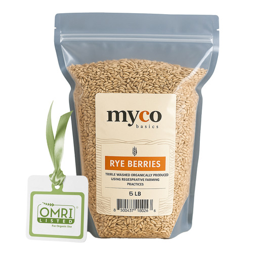 Organic rye berries for mushroom cultivation and grain spawn production