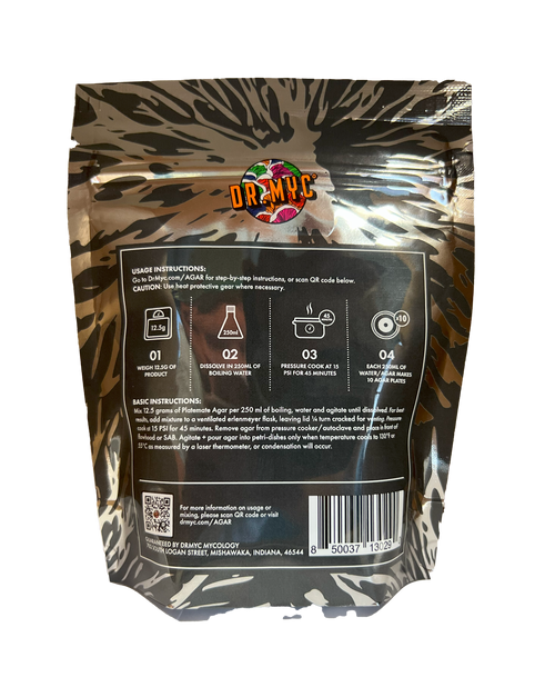Back of bag describing more details about our high quality sourcing for agar