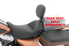Mustang Seats Wide Super Solo Seat with Driver Backrest for Harley Davidson Touring Models 2008-Up -Chrome Studs