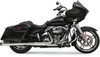 Bassani 4 inch Megaphone Slip On Mufflers for Harley Davidson FL Models '17-Up - Chrome with Black End Cap