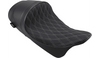 Drag Specialties EZ-ON Mount Lo Profile Solo Seat with Forward Positioning for '08-Up Harley Davidson Touring - Solar Reflective Leather Double Diamond Silver Thread (Not for '24-Up FLHX/FLTR Models)