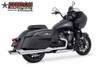 Freedom Performance 2 Step 4.5" Mufflers for '14-20 Indian Chieftain, Roadmaster, Pursuit and Challenger with Hard Bags - Chrome with Slash Cut Chrome Tip