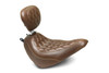 Mustang Wide Tripper Solo Seat with Driver Backrest for '18-Up Harley Davidson Heritage Classic & Deluxe - Diamond Stitch Original Brown