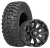 Sedona Wheel and Tire Kit for Polaris Sportsmen 450 HO - Trail Saw Tire/Spyder Wheel 14X7 4/156 4+3 (+5MM) Black (Sold Each, One Wheel and Tire per kit)