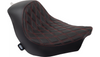 Drag Specialties Solo Seat for '18-Up Harley Davidson Softail Low Rider Models and Sport Glide - Double Diamond/Red Stitching 