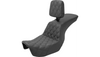 Saddlemen Tour Step Up Seat with Rider Backrest for '06-17 Harley Davidson Dyna Models - Front Lattice Stitch