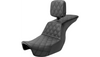 Saddlemen Tour Step-Up Seat with Rider Backrest for '06-'17 Harley Davidson Dyna Models - Full Lattice Stitch 