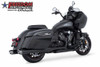 Freedom Performance Racing 4 inch Slip-On Exhaust for '14-Up Indian Chieftain/Roadmaster/Challenger/Pursuit with Hard Bags - Black with Black Race End Caps