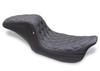 Mustang Double Diamond Squareback Seat for '08–24 Harley Davidson Touring (Not For '24-Up FLHX/FLTR) Gun Metal Stitch