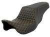 Saddlemen Extended Reach Honeycomb Step Up Seat for '08-Up Harley Davidson Touring Models - Gold Stitching (Not for 2023/24 CVO Models)