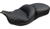 Mustang Double Diamond Super Touring Seat without Driver Backrest for '08-23* Harley-Davidson FL Touring, '24-Up Road King Special, Limited Ultra (Select Stitching Color)