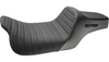 SlyFox Highnoon Vinyl Seat for '08-23 Harley Davidson Touring Models - Black w/ Classic Stitch and Black Logo