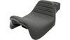 SlyFox Highnoon Vinyl Seat for '08-23 Harley Davidson Touring Models - Black w/ Classic Stitch and Black Logo