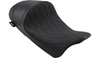 CLEARANCE Drag Specialties EZ-ON Mount Lo Profile Solo Seat with Forward Positioning for '08-Up Harley Davidson Touring - Solar Reflective Leather Double Diamond Black Thread (Not for '24-Up FLHX/FLTR Models)