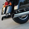 D&D Exhaust 2 into 1 Boss Fat Cat Exhaust System for '09-16 Harley Davidson Touring Models - Chrome Slant Cut Tips with Louvered Wrapped Baffles