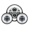 Hogworkz 7" LED HALO Headlight (Daymaker Replacement) with LED Auxiliary Passing Lamps for Harley Davidson Touring, Softail and Dyna Models (Select Finish)