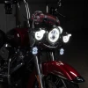 Hogworkz 7" LED HALOMAKER Headlight (Daymaker Replacement) with LED Auxiliary Passing Lamps for Harley Davidson Touring, Softail and Dyna Models (Select Finish)
