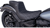 SlyFox Chariot Seat for Harley Davidson Sport Glide FLSB '18-21/ Lowrider FXLR '18-26 Softail Models - Silver Double Diamond Stitch Silver Logo