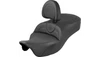 Saddlemen Roadsofa King Seat with Backrest for '09-25 Harley Davidson FLHTCUTG Tri Glide Ultra - Plain Black Stitch 