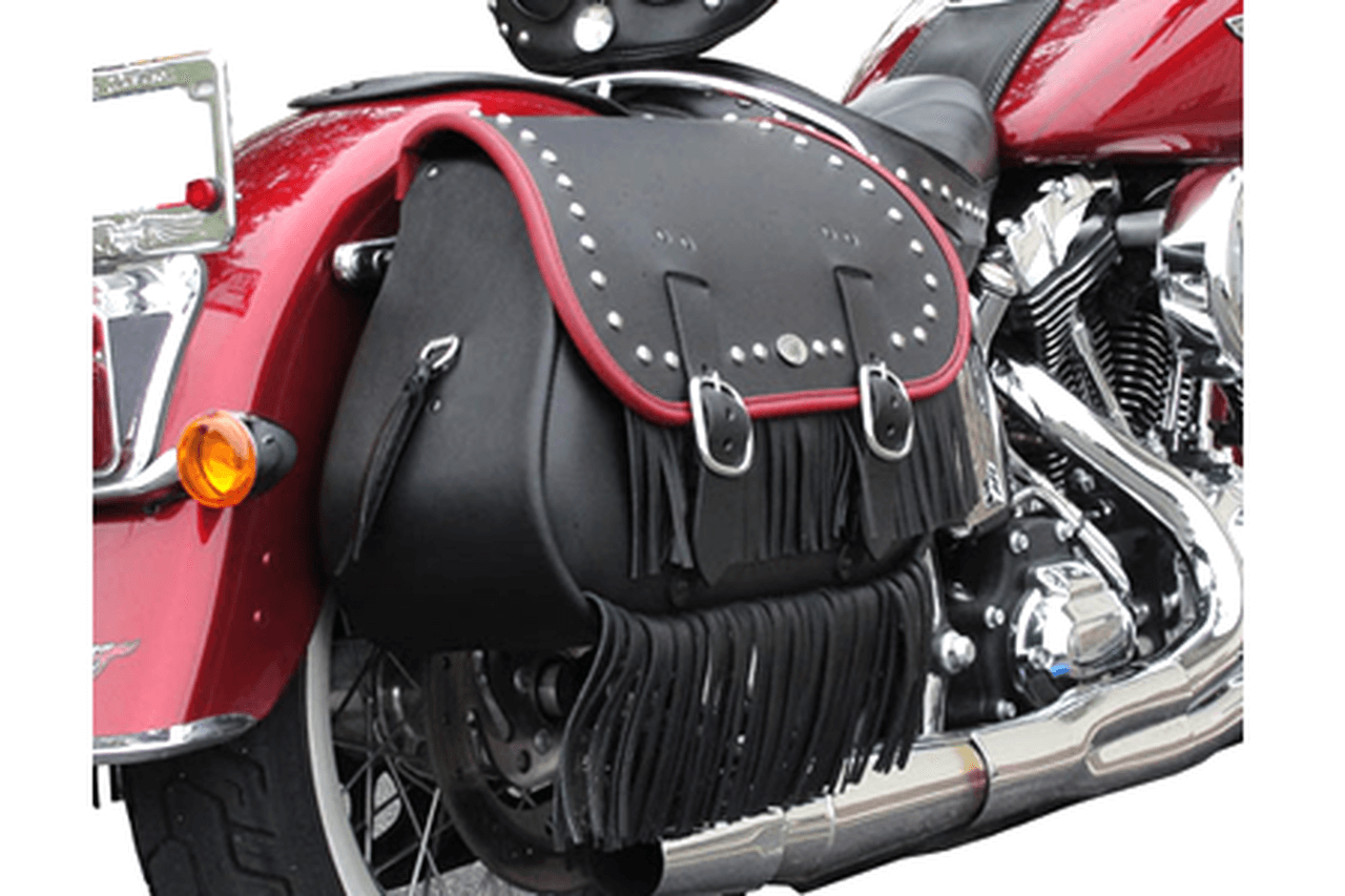 Boss Bags Close Fitting #37 Model Studded w/ Fringe (Red Trim Shown) for  Softail Models - WestEndMotorsports.com