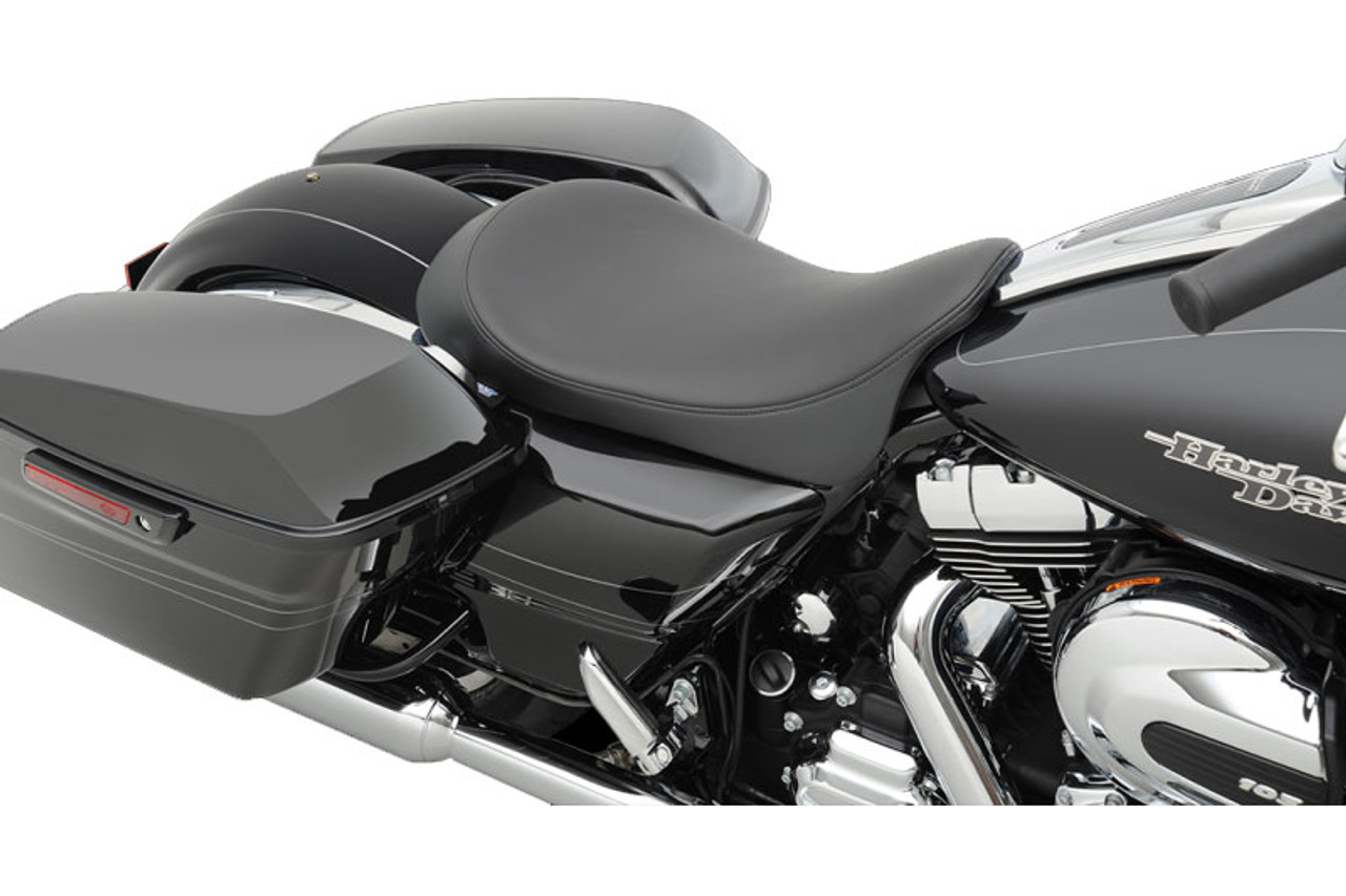 Drag Specialties Low-Profile Solo Seat for Harley Davidson Touring Models  2008-Up -Black, Smooth