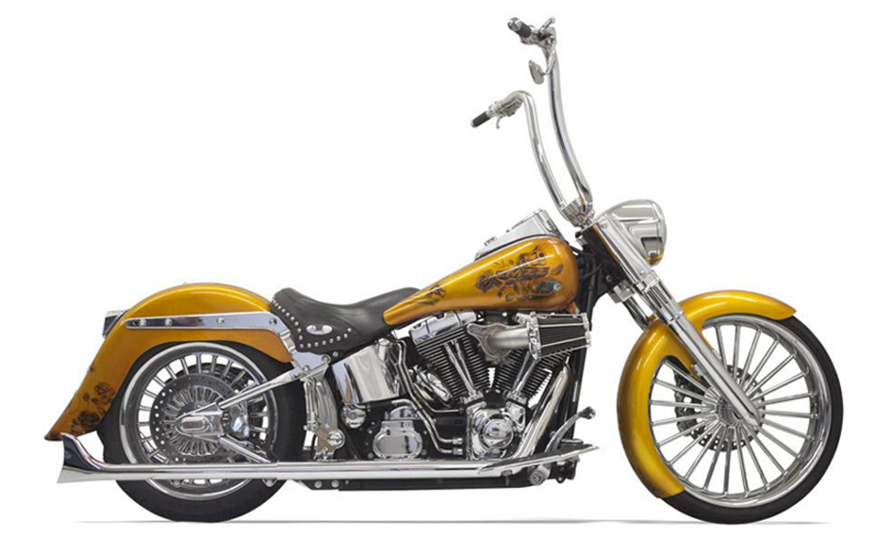 Bassani True Dual Fishtail Exhaust System for '07-17 Softails - 30 inch  Long Fishtail Mufflers - No Baffles