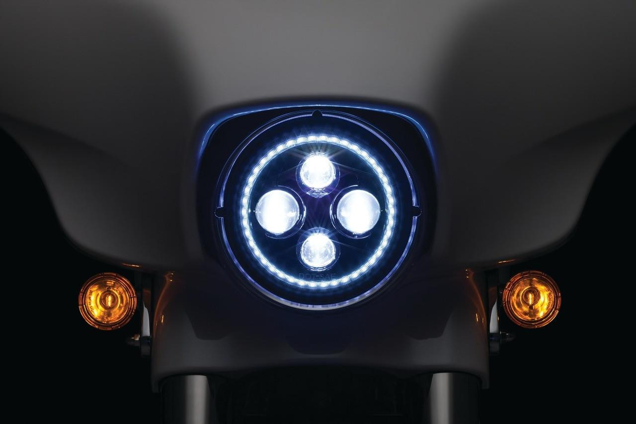 Kuryakyn Orbit Vision 7 inch L.E.D. Headlight with White Halo for