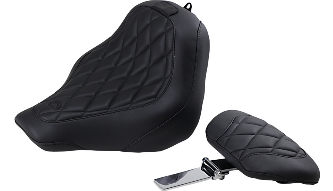 Mustang Black Stitch Solo Tour Seat Saddle 13-2017 Harley Softail Breakout FXSB