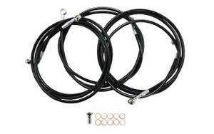 L.A. Choppers Stainless Steel Brake Lines for '14-16 FLHT/FLHR/FLHX (W/ ABS) -for 18-20" Ape Hangers, Stainless Steel Black Vinyl-Coated