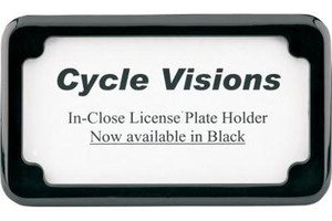 Cycle Visions Beveled License Plate Frame -Black Powder Coated with Plate Lights