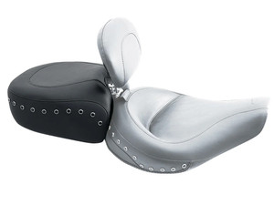 Mustang Recessed Rear 13.5" Passenger Seat for Harley Davidson Road King '94-96 - Smooth Black Pearl-Centered Studded