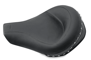 Mustang Standard Touring Solo Seat for Harley Davidson Road King '94-96 - Smooth Black Pearl-Centered Studded