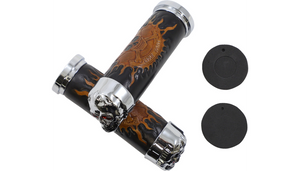 Drag Specialties Skull Grips for '84-21 Harley Davidson Models (Except '08-11 Dressers & Air-Assisted Forks) With Red Eyes (Throttle Sleeve Is NOT Included)