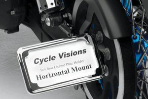Cycle Visions In Close License Plate Holder for '06-07 FXD -Chrome, Horizontal with Plate Light