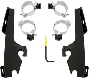 Memphis Shades Batwing Windshield Mounting Kit for '08-Up FXDF Fat BobFAIRING AND WINDSHIELD NOT INCLUDED -Black
