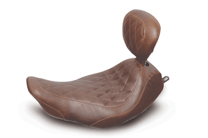 Mustang Wide Tripper Solo Seat for FLHR '97-07 / Screamin Eagle '97-05 & FLHX '06-07 -Distressed Brown Diamond Stitch w/ Driver Backrest