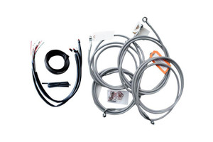 L.A. Choppers Complete Handlebar Cable/Brake Line Kit For 2016 FLHT, FLHX with ABS For use with 12-inch to 14-inch Ape Hangers  Stainless Steel Braided (Does Not Include Electronic Throttle Control Extension)