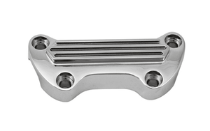 Hard Drive Handlebar Clamps  for '73-Up HD (except Springer Softail)  - Chrome, Finned Clamp w/out Skirt