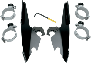 Memphis  Shades  Batwing Windshield Mounting Kit for FXD,FXDC,FXDL,FXDB,FXD135 '06-UPFAIRING AND WINDSHIELD NOT INCLUDED -Black