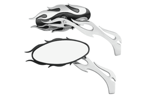 Drag Specialties Flame Oval Mirrors -Chrome/Black Finish