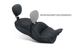 Mustang Seats  One-piece Vintage Touring with Passenger Backrest for FLRT Freewheeler Matching driver backrest 79597 sold separately.