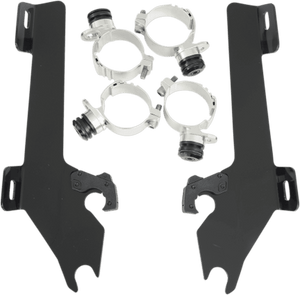 Memphis  Shades  Batwing Windshield Mounting Kit for Raider/S  '08-Up-Black FAIRING AND WINDSHIELD NOT INCLUDED